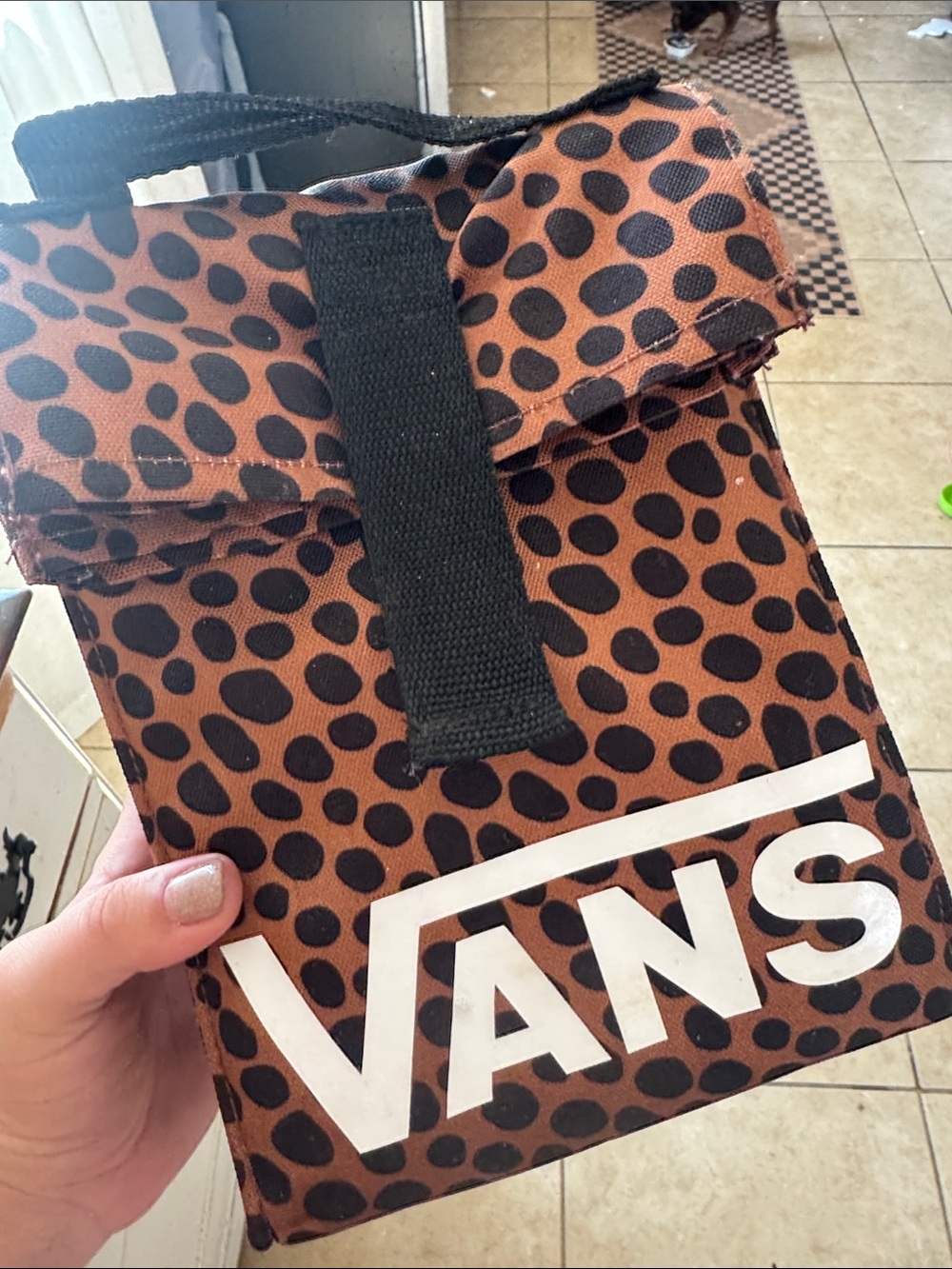Vans Brown & Black Leopard Print Lunch Tote